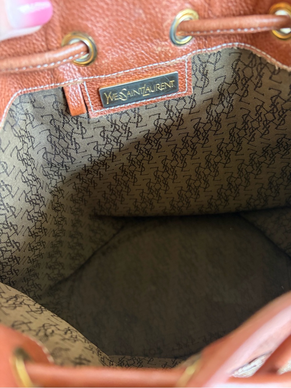 Vintage Saint Laurent Cognac Leather Drawstring Bucket Bag - Picture 3 of 3